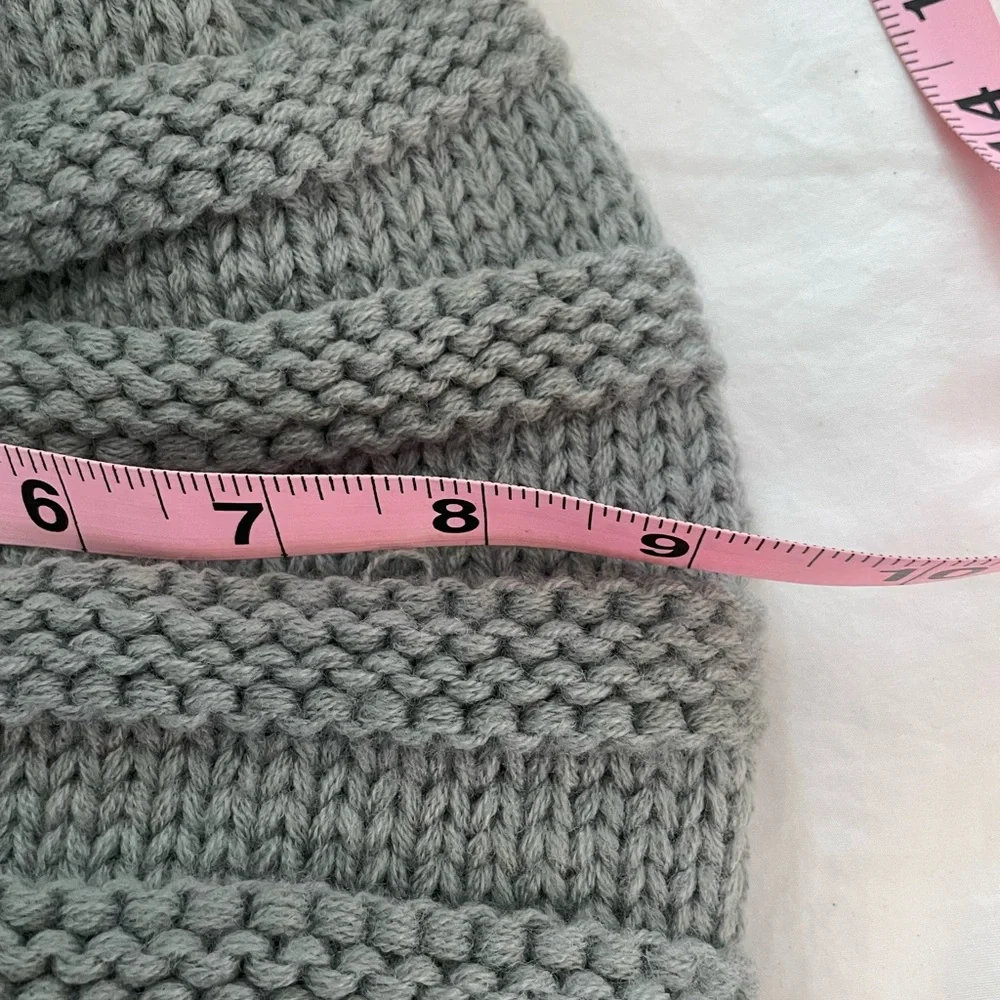 CC Grey Knit Beanie with Pom Pom Soft,warmth NWT new!